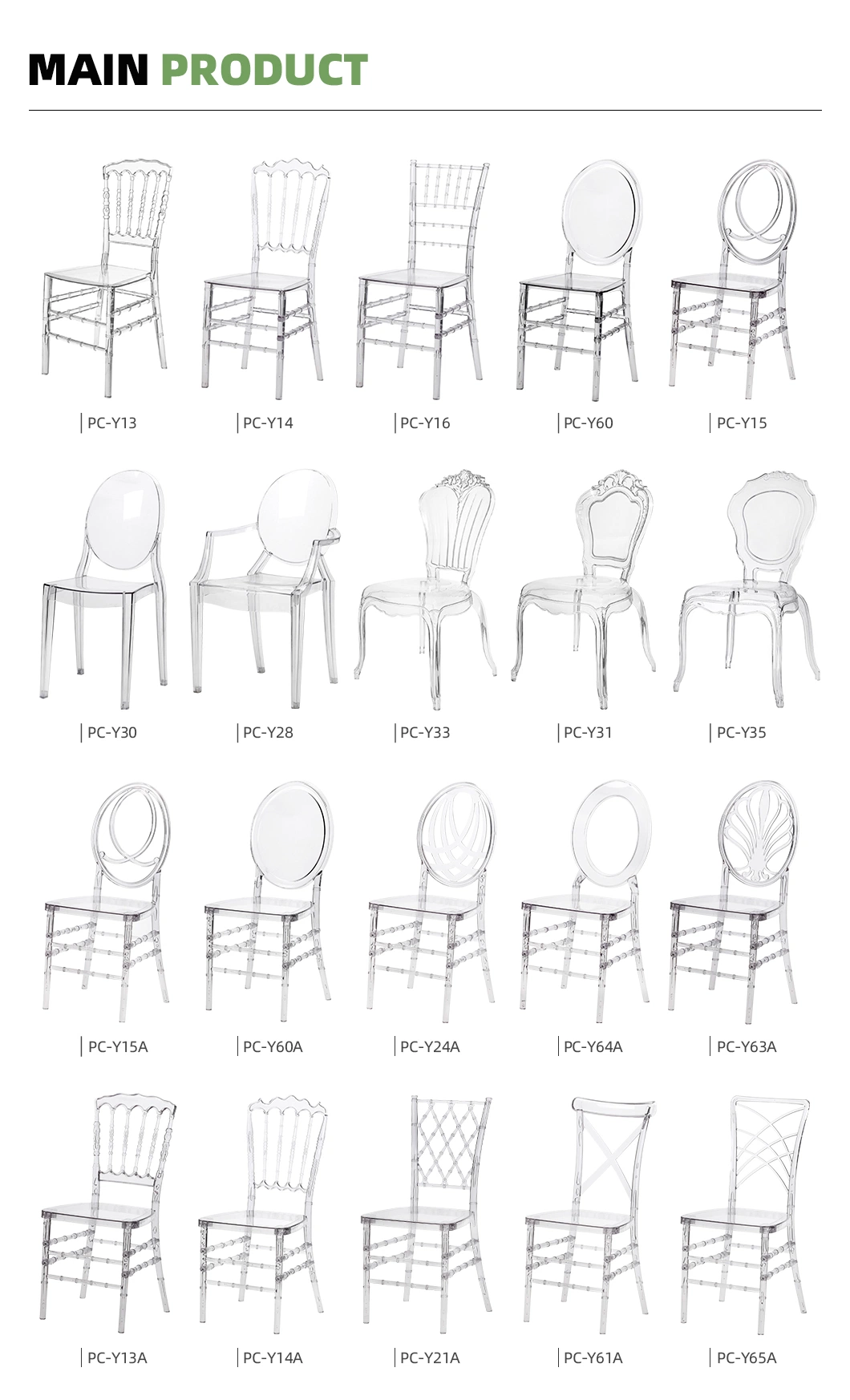 Plastic Clear Banquet Ghost Acrylic Transparent Chiavari Wedding Chairs for Events Wedding Party