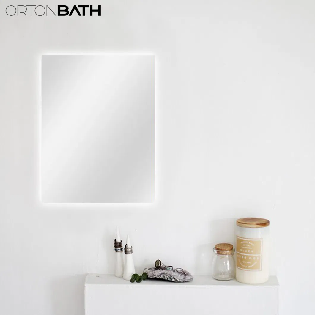 Ortonbath Round Bathroom Bath Wall Decor Decorative LED Acrylic Mirror Light Full Length Glass Mirrors