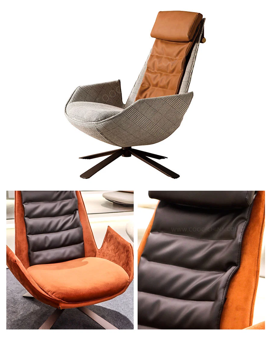 Modern Leather Velvet Fabric Swivel Accent Chair Single Arm Chair Living Room Lounge Swivel Chair