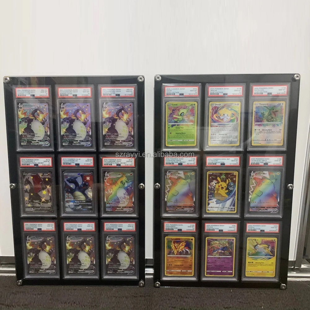 Custom 12 Graded Sport Cards / Collectible Trading Card Wall Mounted Frame UV Resistance Graded Card Display