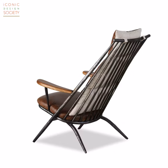 Classical Modern Living Room Furniture Club Hotel Accent Ottoman Metal Wooden Genuine Leather Lounge Chair