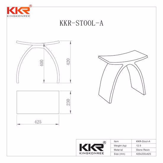 Artificial Stone Acrylic Solid Surface Bench Bathroom Vanity Stool